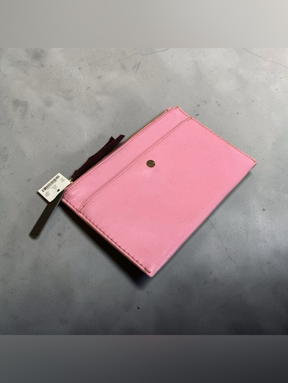 J.Crew Pink Leather Zip Pouch Card Holder Wallet Clutch Minimalist Organizer